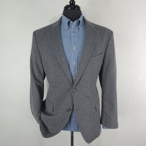 Jos A Bank Blazer Mens 44R Gray Wool Cashmere 2 Button Flannel Sport Coat